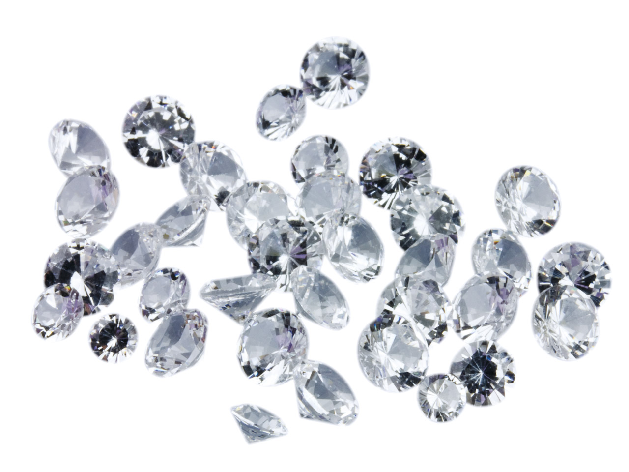 Synthetic Spinel, Round, 1.5-3mm, Mixed Sizes Colourless, Pack of 100, PMC Safe