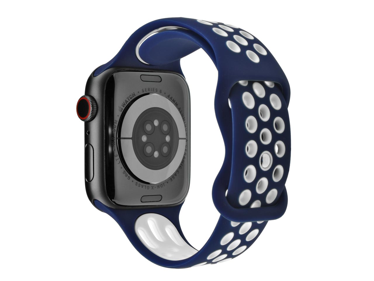 Navy Blue And White Dual Tone Silicone Strap For Apple Watch, Compatible With 38/40/41mm Models