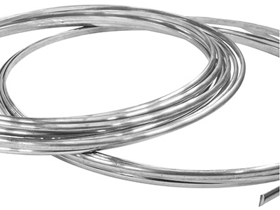 18ct White Gold D Shape Wire 4.00mm X 2.00mm 2618, Fully Annealed, 100% Recycled Gold