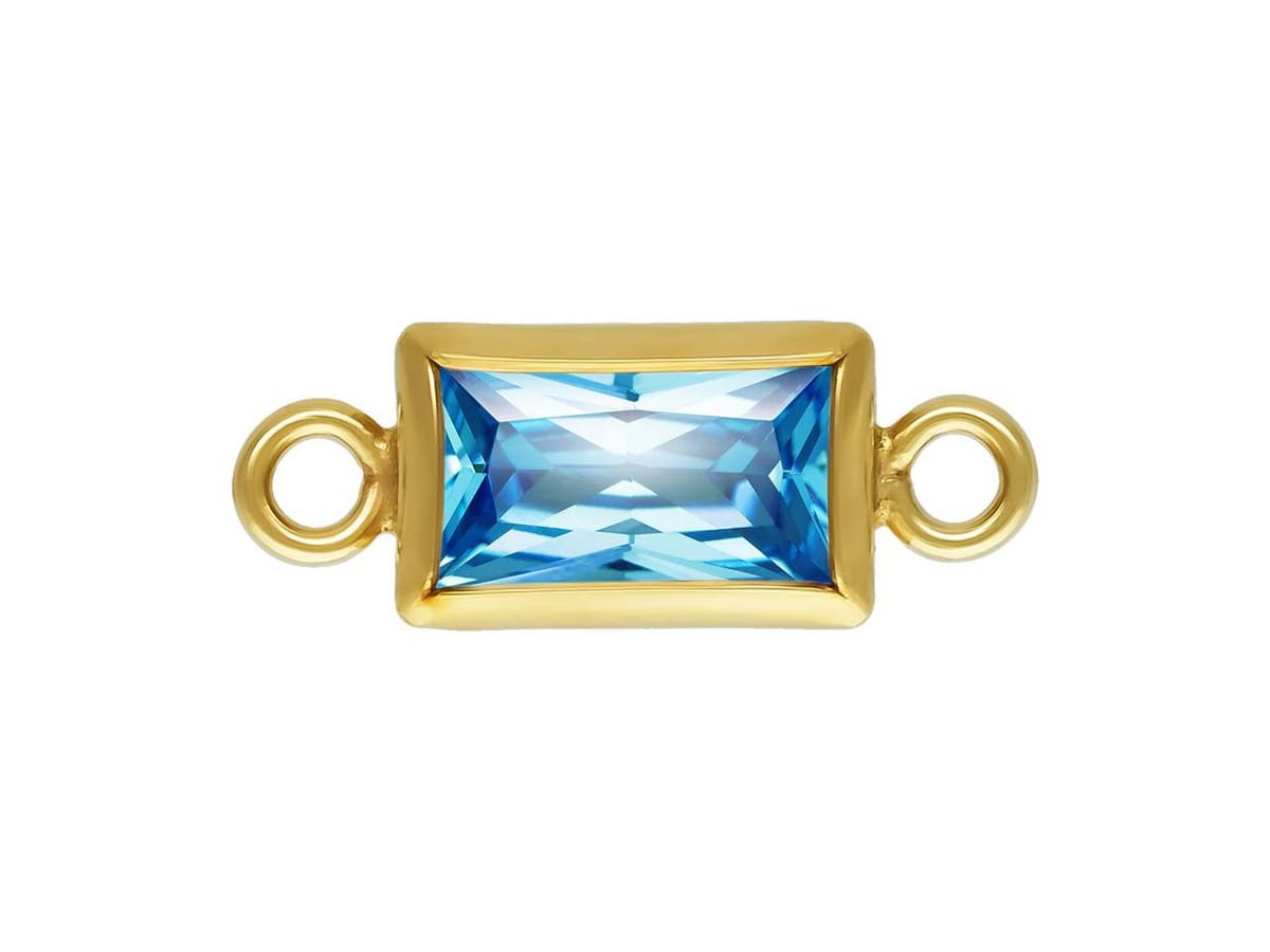 Gold Filled Cubic Zirconia Rectangle Bezel Connector Swiss Blue, 3mm X 5mm – Cooksongold