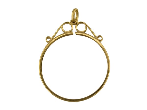 9ct Yellow Gold Full Sov/1/4 Krug Scroll Top Pendant Mount