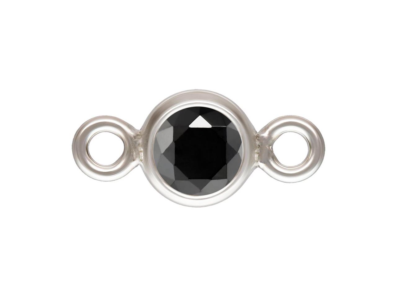 Sterling Silver Cubic Zirconia Bezel Connector Black 3mm