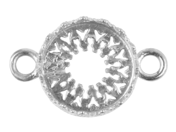 Sterling Silver Round Filigree Bezel Cup 10mm Double Loop