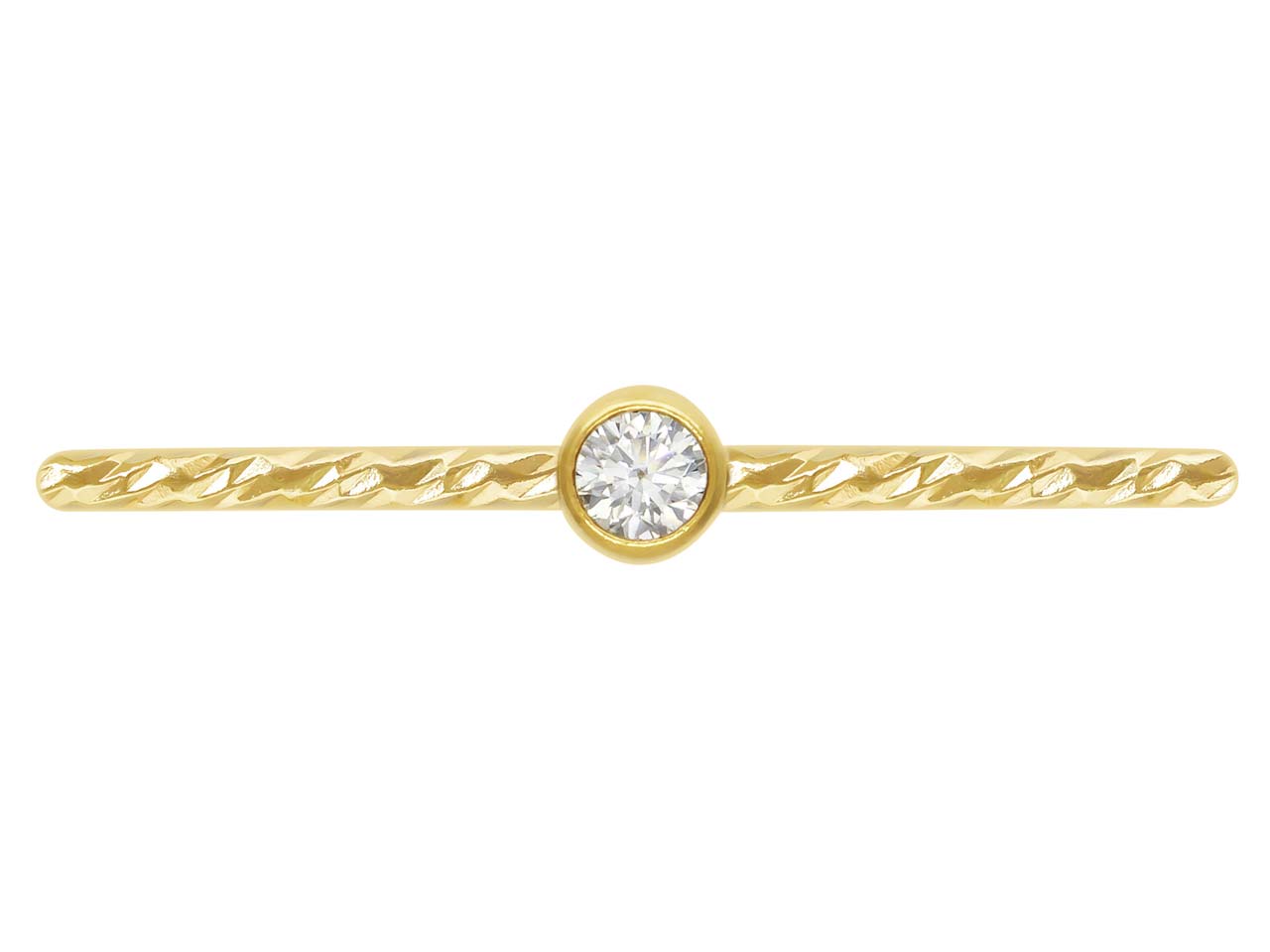 Gold Filled Sparkle Stacking 2mm White Cubic Zirconia Ring Medium