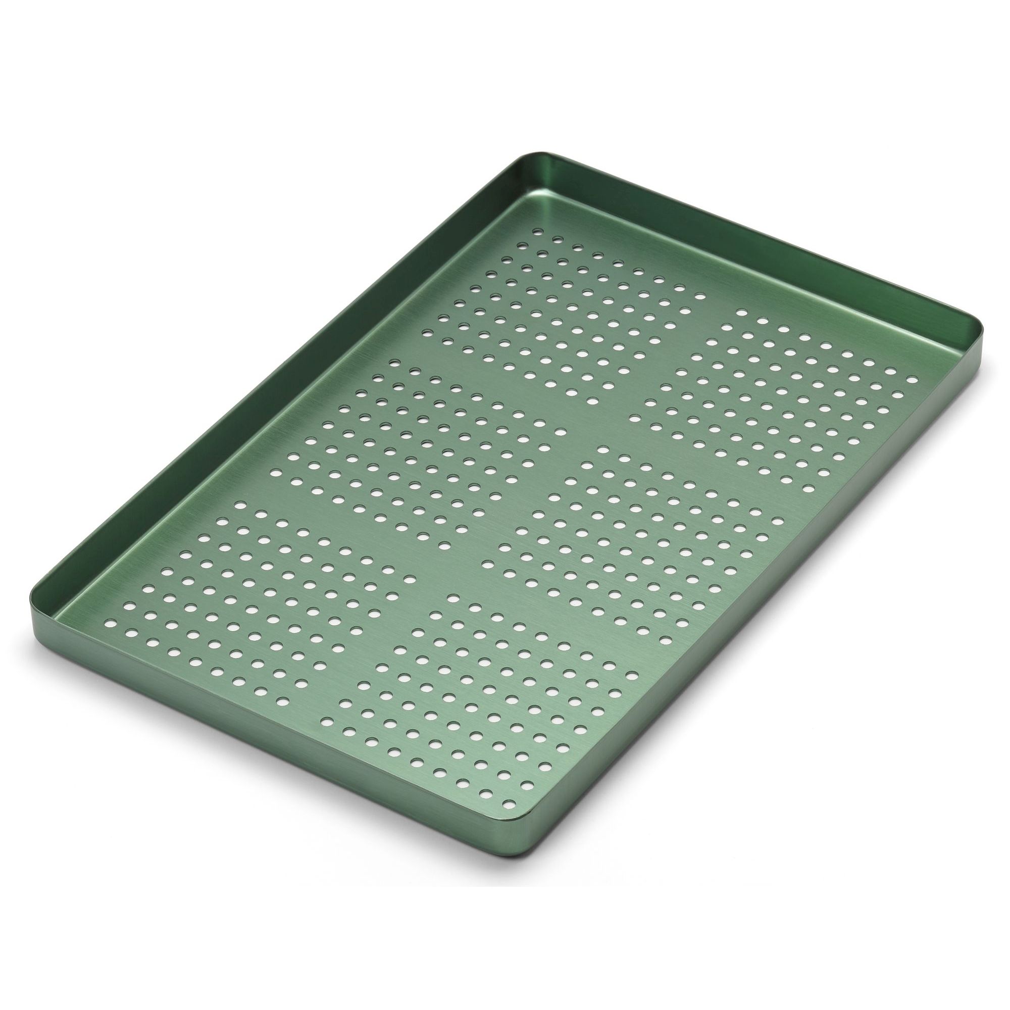 PLATEAU PETIT PERFORÉ ALUMINIUM VERT – Coricama srl, Sterilization Containers & Trays