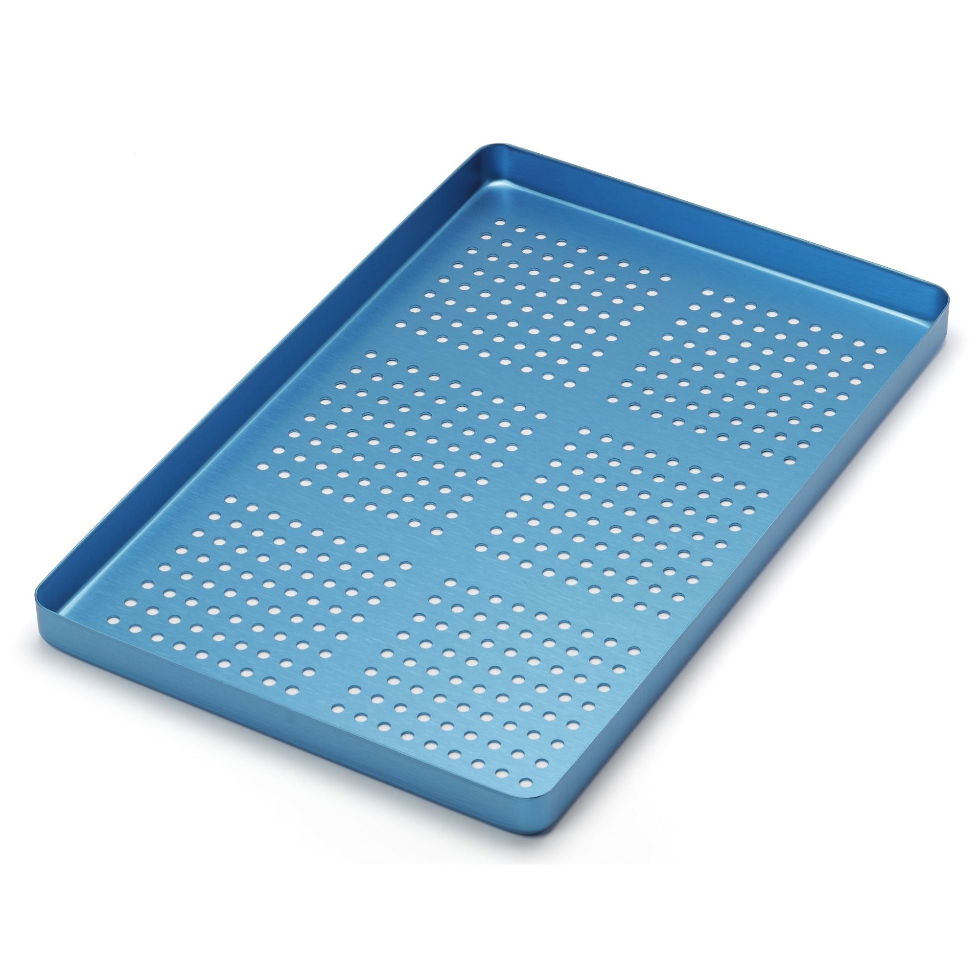 PLATEAU PETIT PERFORÉ ALUMINIUM BLEU – Coricama srl, Sterilization Containers & Trays