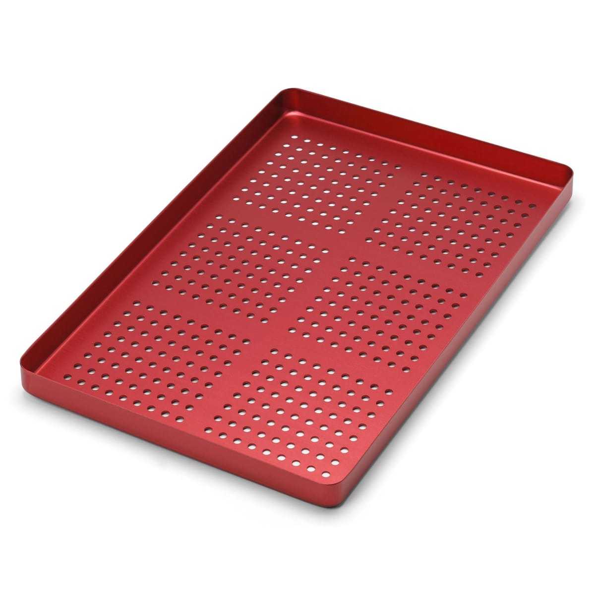 TRAY LARGE PERFORATED ALUMINIUM RED 921873 – Coricama srl, Trays, Sterilcontainer und Zubehör