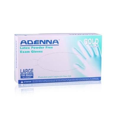 Adenna Gold Texture PF Latex Chlorinated Gloves Medium 100/Box GLD265