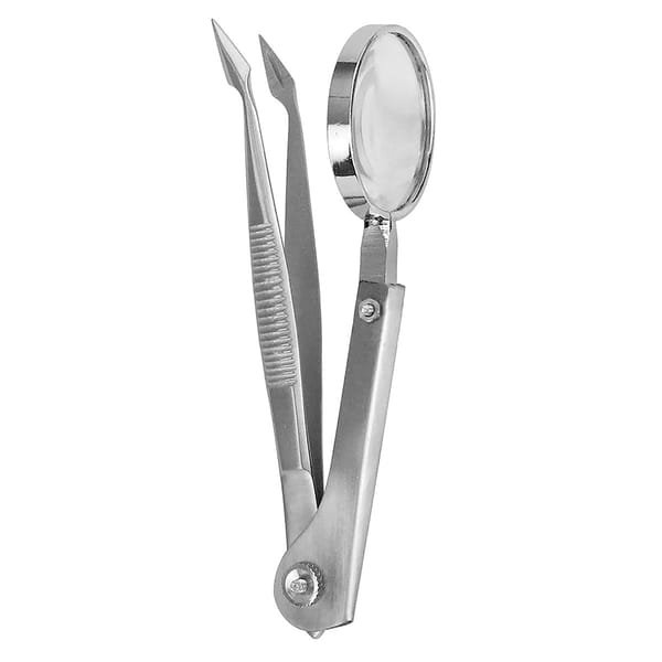 Splitterpinzette, 12,5 cm mit Lupe gerieft