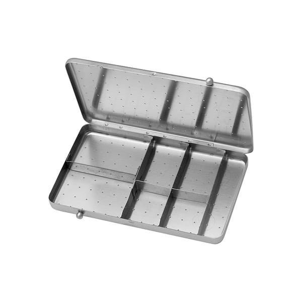 Nadelkassette mit Unterteilungen, 150 x 95 x 13 mm Deckel gelocht – Boden gelocht 88.114.00