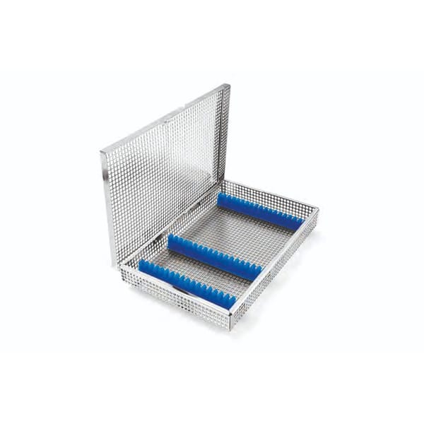 dental basket, 274 x 180 x 34 mm ø 5 holds 17 instruments with lid and silicone fixations systems 88.378.00K