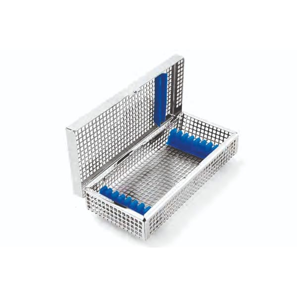 dental basket, 188 x 86 x 36 mm ø 5 holds 8 instruments with lid and silicone fixations systems 88.378.50K
