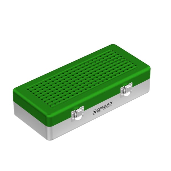 container implant model, 300 x 150 x 75 mm green non-perforated bottom and perforated lid 88.501.30