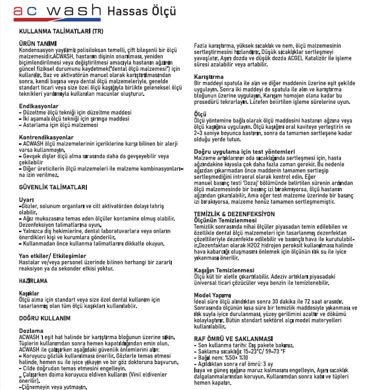 ADDPLUS+ AC WASH (2. Ölçü) – Efes Dental Medikal Ic ve Dis Tic., A-Silicones