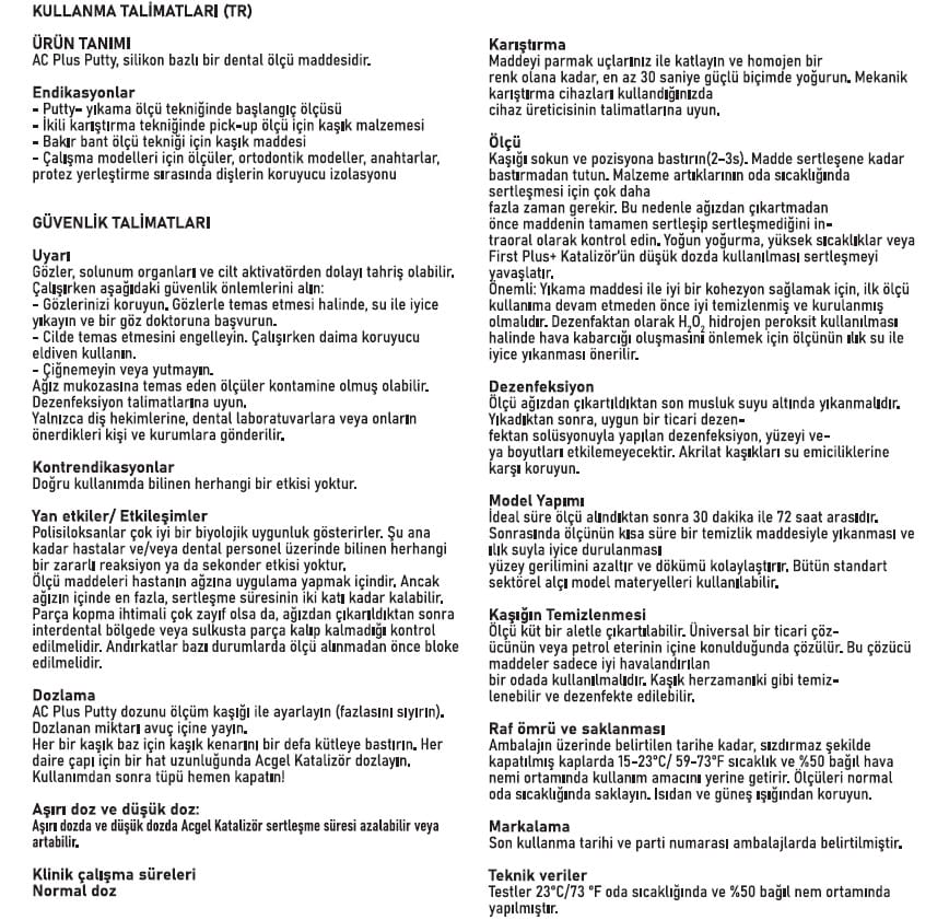ADDPLUS+ AC PLUS (Putty Base) – Efes Dental Medikal Ic ve Dis Tic., A-Silikone
