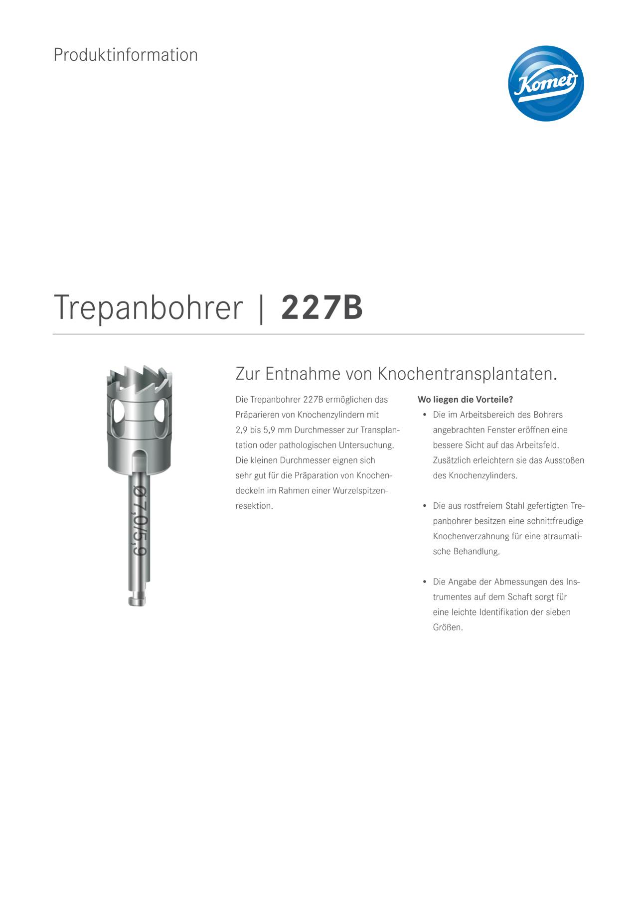PI | 227B – Komet Dental, Surgical Burs & Bone Mills
