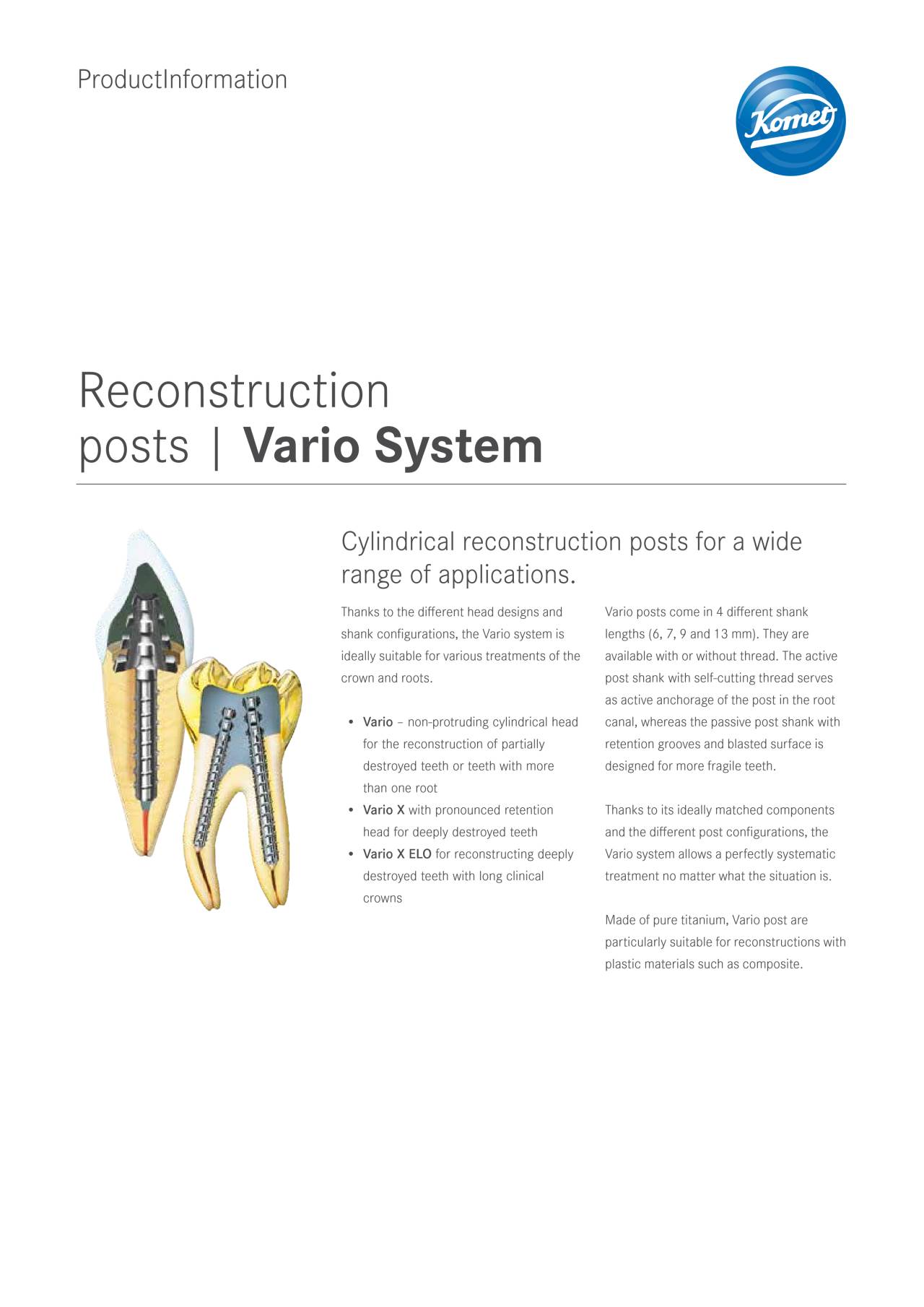 PI | Vario System – Komet Dental, Post Systems