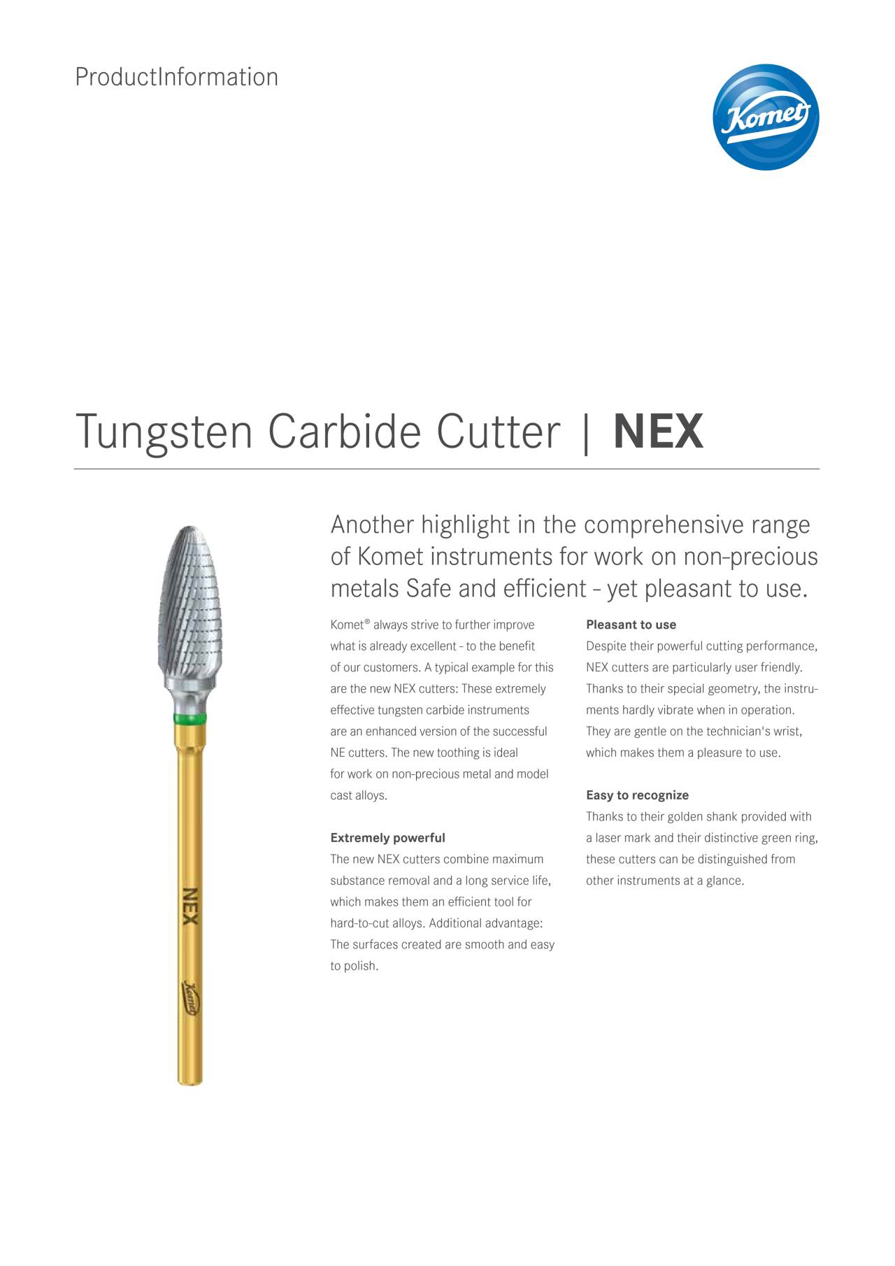 PI | NEX Tungsten Carbide Cutter – Komet Dental, Lab Rotary Instruments
