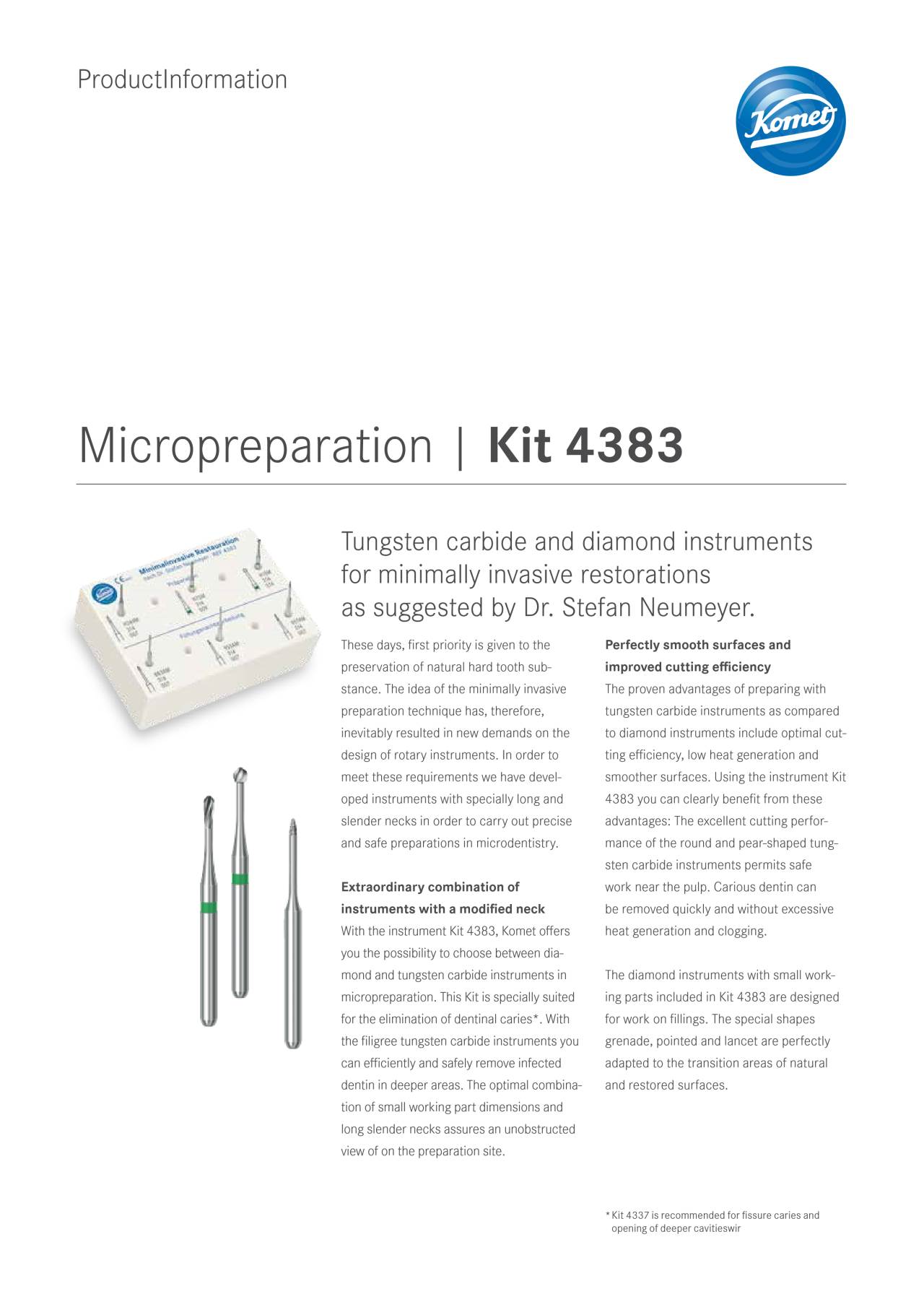 PI | Kit 4383 – Komet Dental, Bur Kits & Sets
