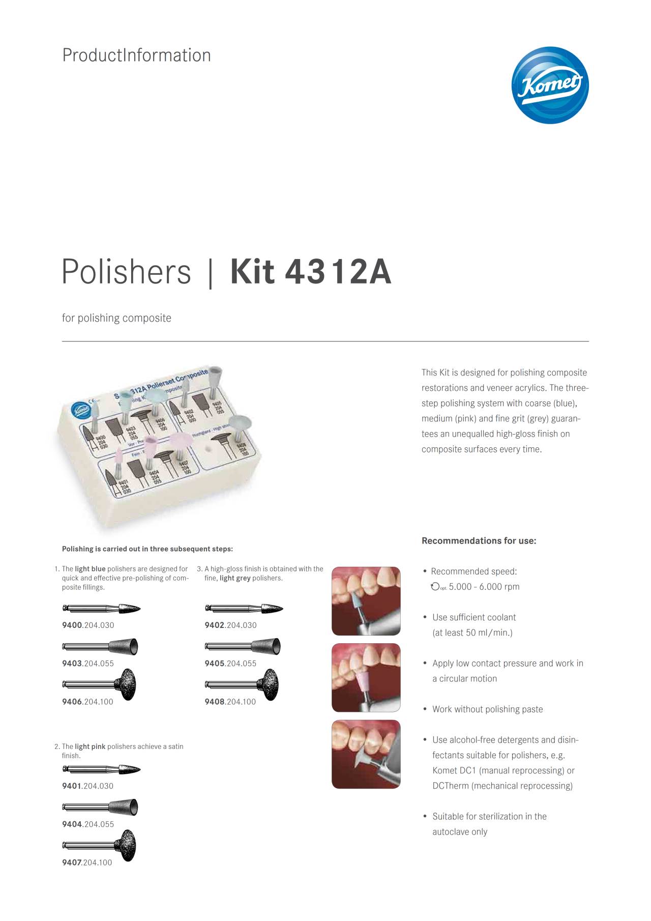 PI | Set 4312A /Set 4313B – Komet Dental, Polishing Points & Cups