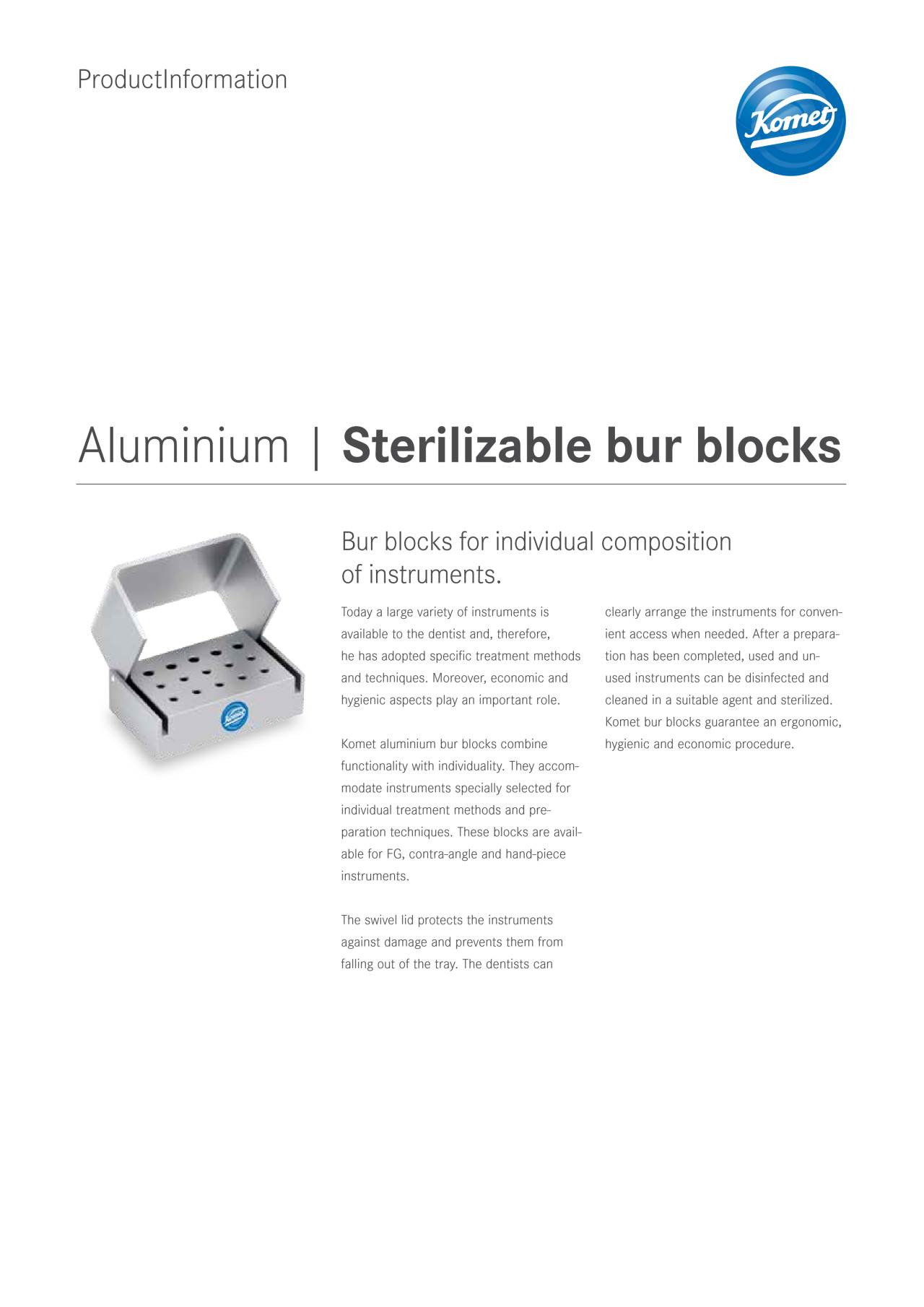PI | Sterilizable bur blocks – Komet Dental, Bur Holders & Blocks