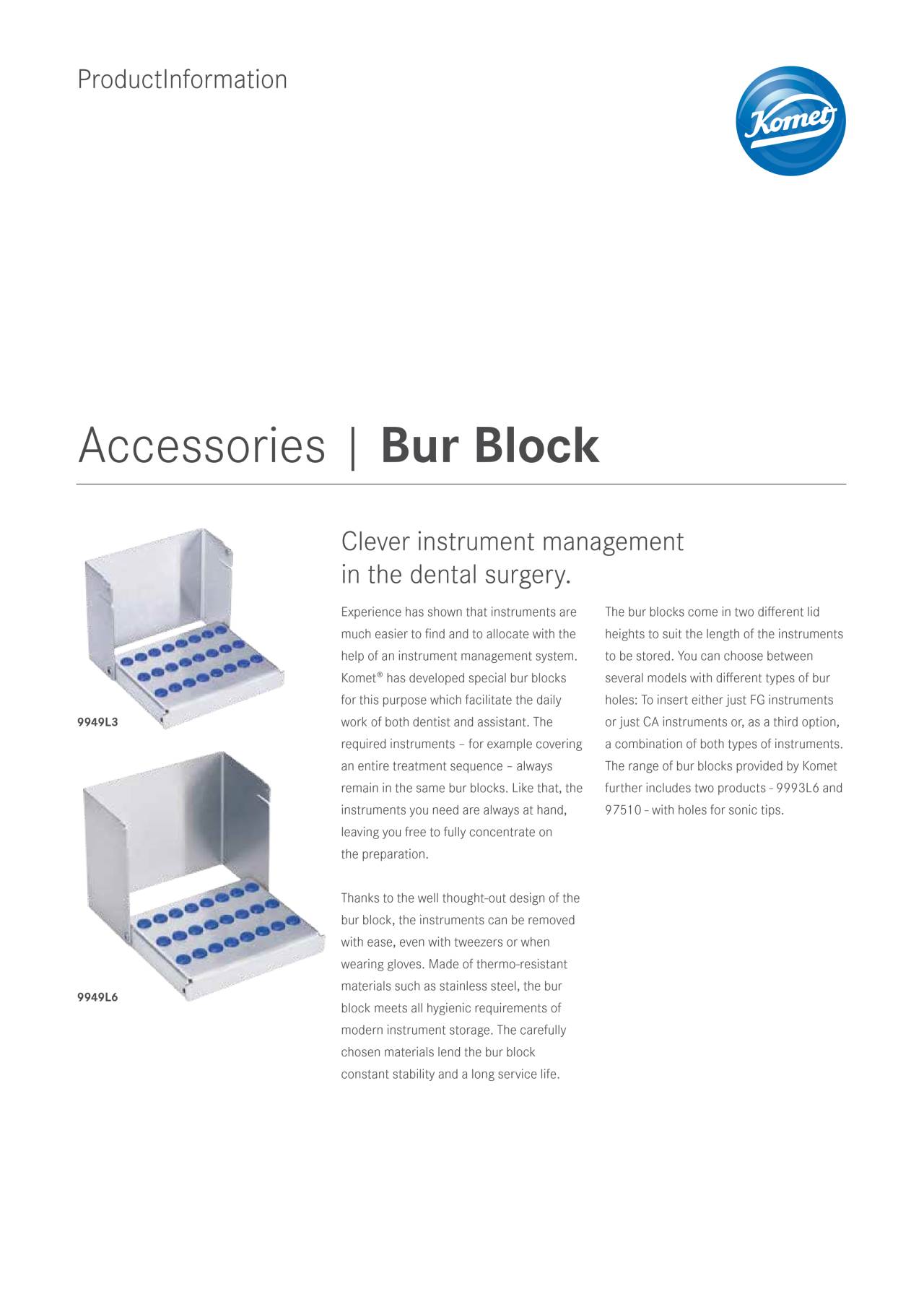 PI | Bur Block – Komet Dental, Bur Holders & Blocks