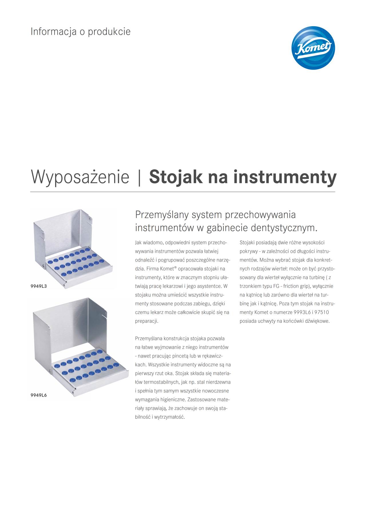 PI | Stojak na instrumenty – Komet Dental, Instrument Cassettes & Trays