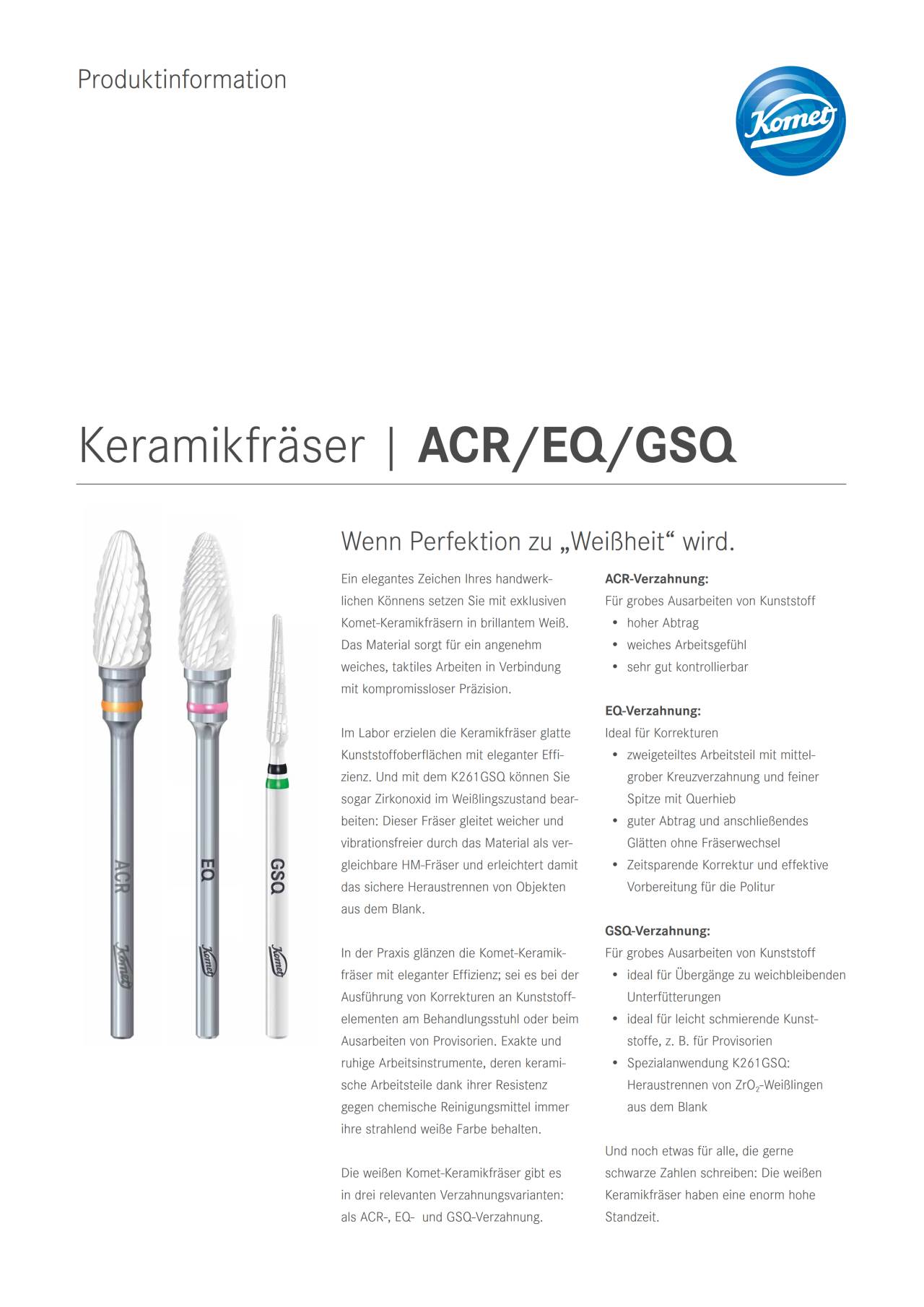 PI | Keramikfräser ACR/EQ/GSQ – Komet Dental, Lab Rotary Instruments