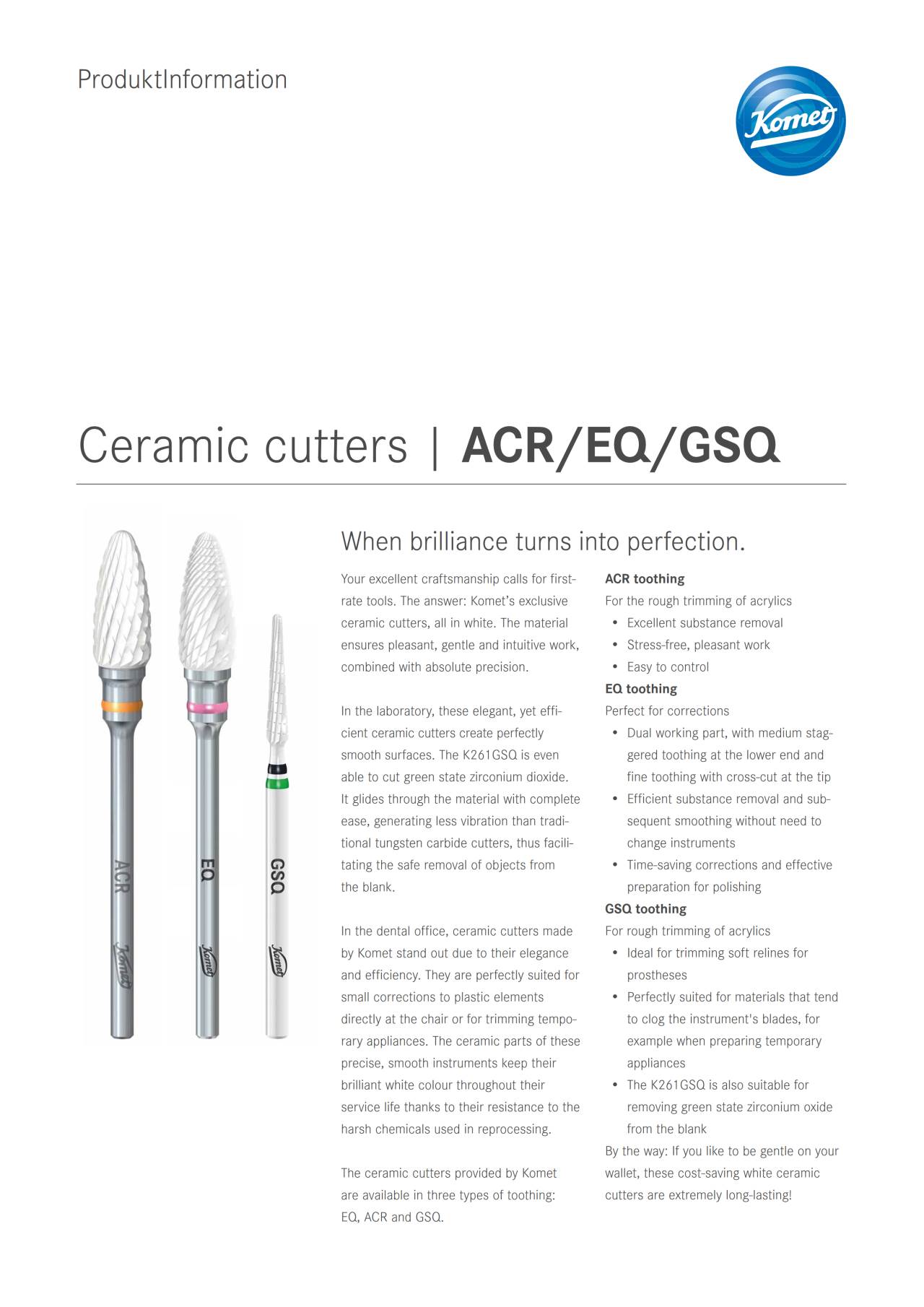 PI | Ceramic cutters ACR/EQ/GSQ – Komet Dental, Carbide Burs