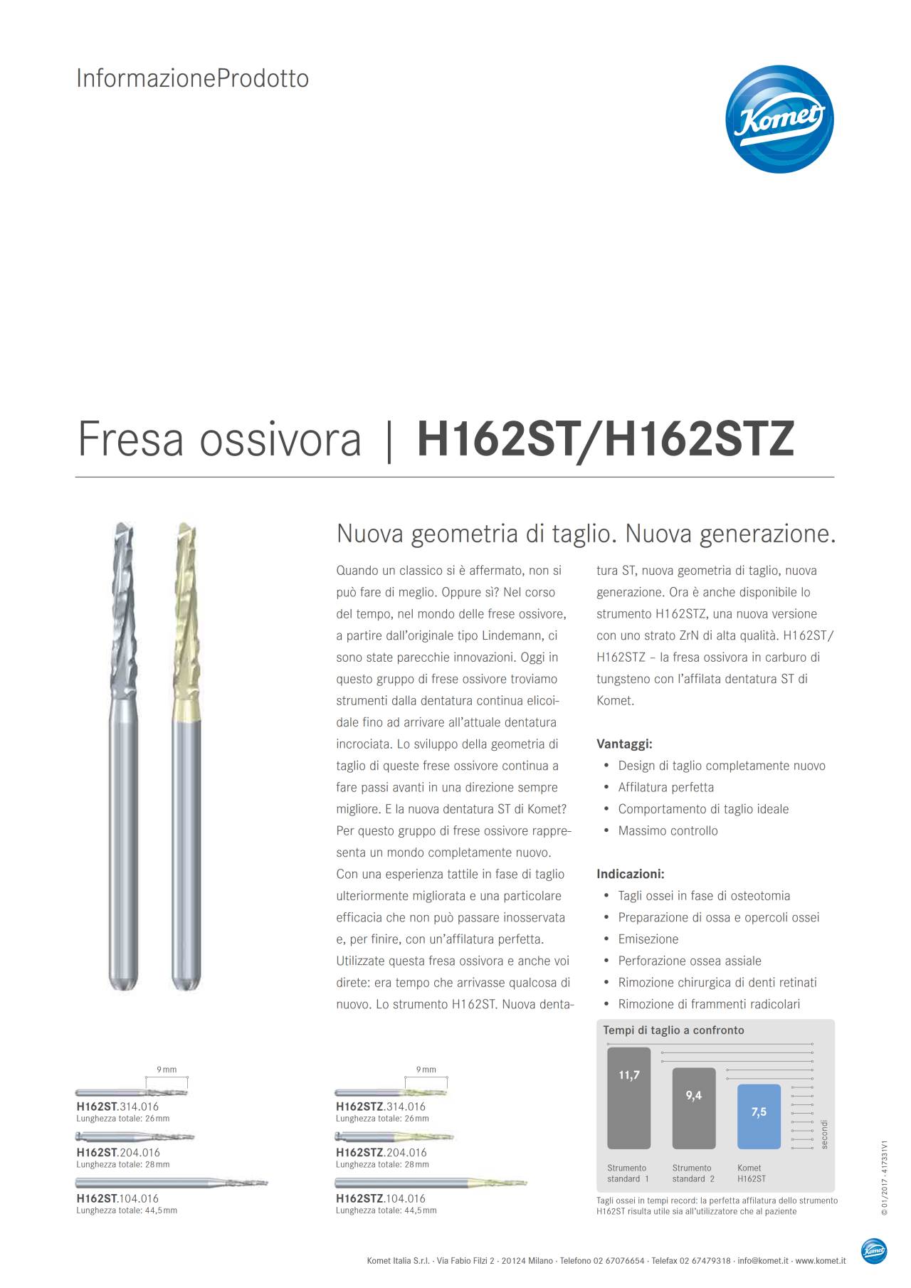 PI | Fresa ossivora H162ST – Komet Dental, Surgical Burs & Bone Mills