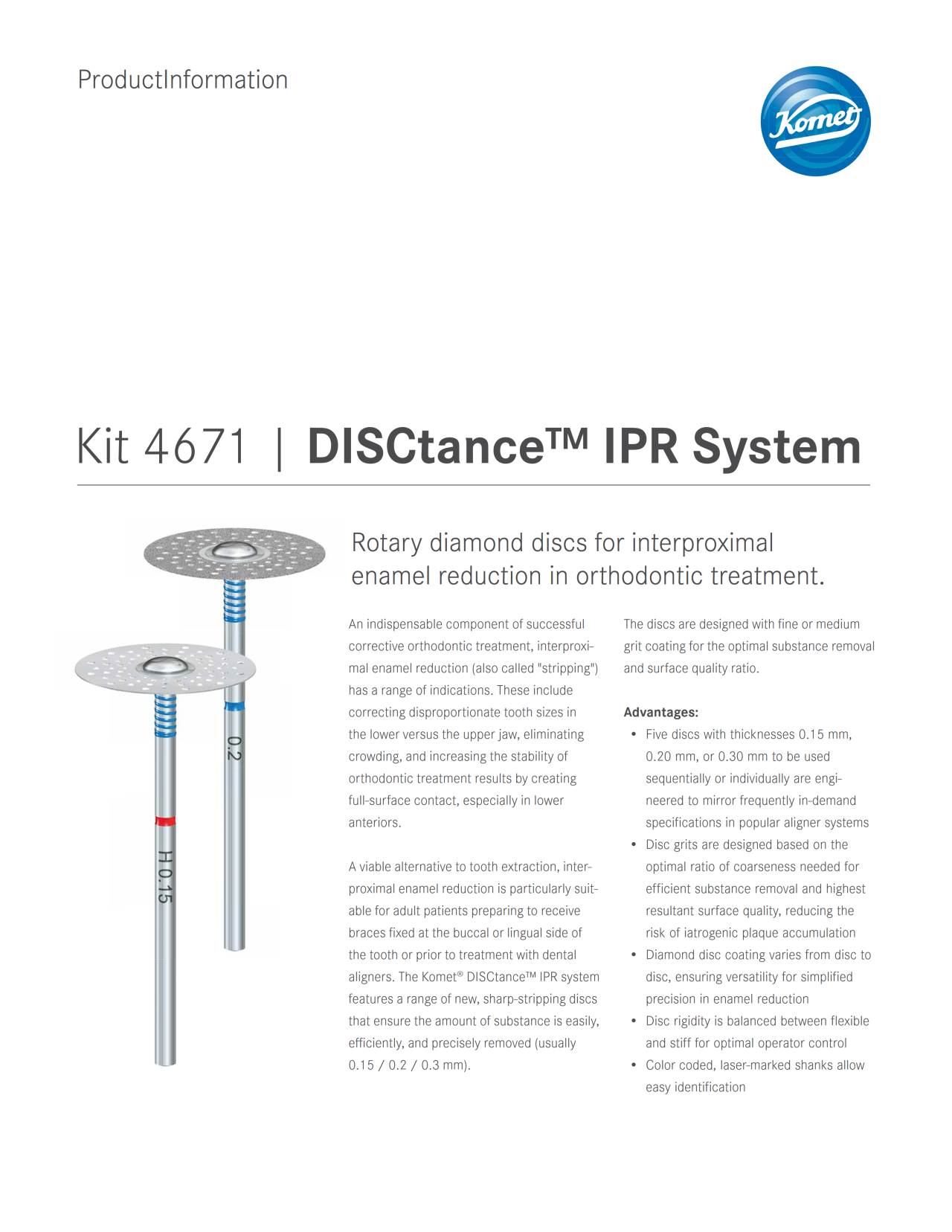 PI | Kit 4671 | DISCtance™ IPR System – Komet Dental, Diamond Discs
