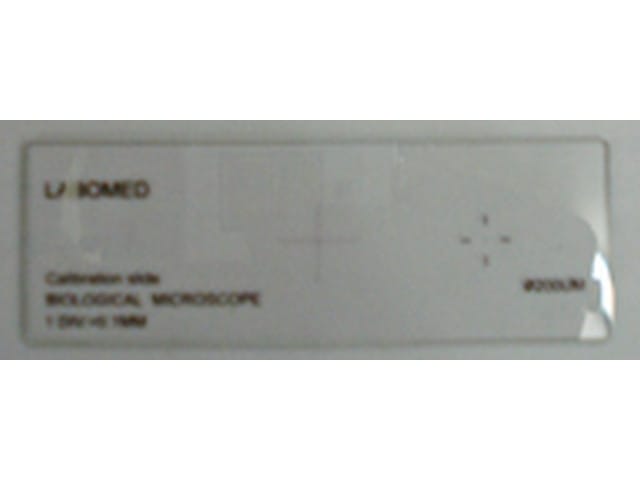 Objectmicrometer glaasje, 1mm verdeeld in 100 delen, X-as schaal – Labomed Europe b.v., Röntgenzubehör