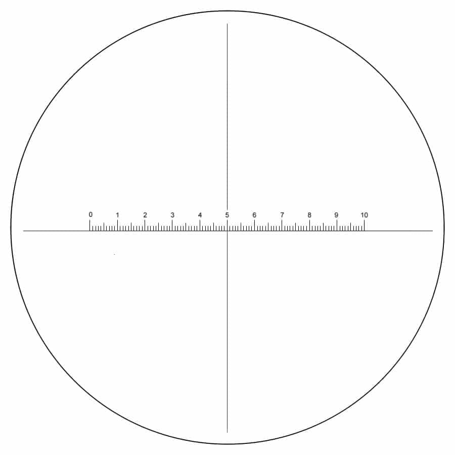 Micrometer reticule, scale 10mm divided in 100 parts, horizotal – Labomed Europe b.v., Loupes and Microscopes