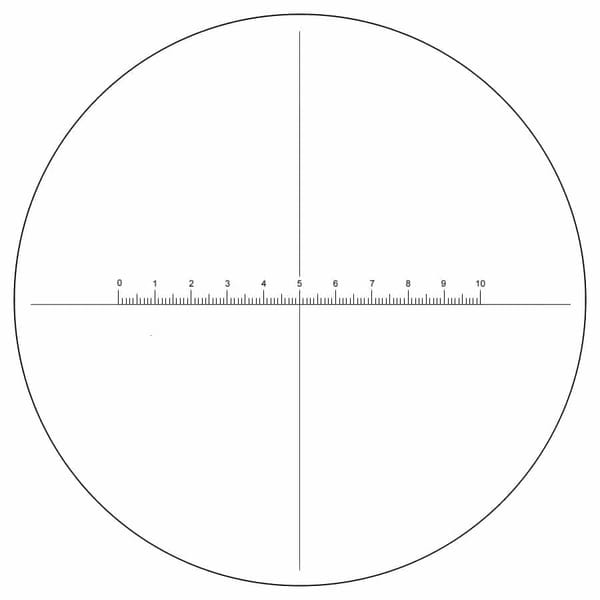 Micrometer reticule, scale 10mm divided in 100 parts, horizotal