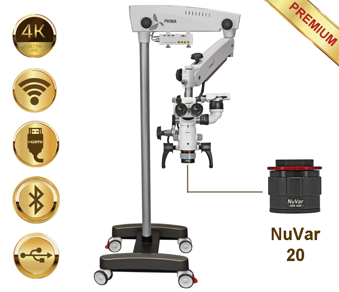 PrimaDNT Microscope Premium, mobile stand, NuVar 20