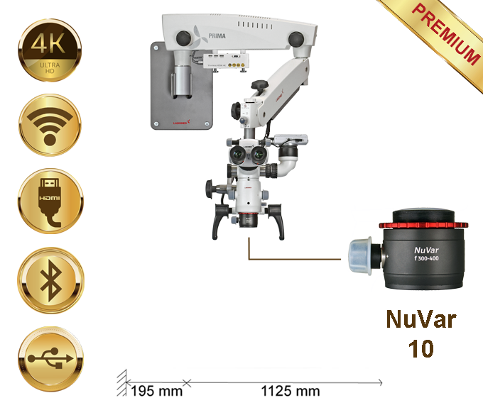 PrimaDNT Microscope Premium, Lang, Wall mount, NuVar 10
