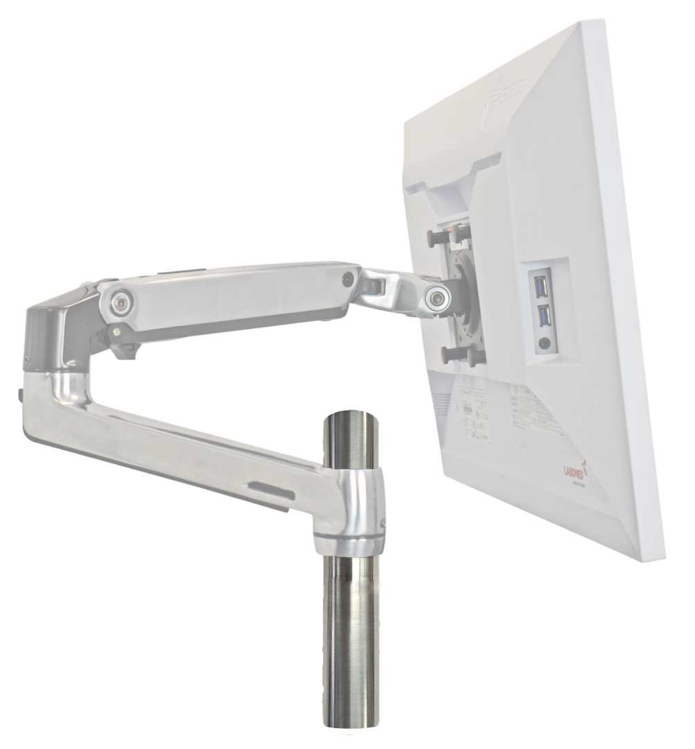 Ergonomische armadapter Ø30 mm, hoogte 85 mm, zilver