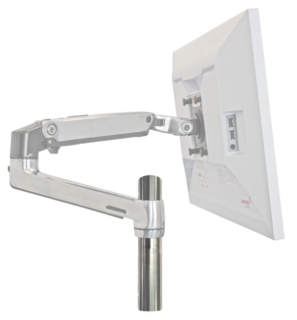 Ergonomische armadapter Ø30 mm, hoogte 85 mm, zilver