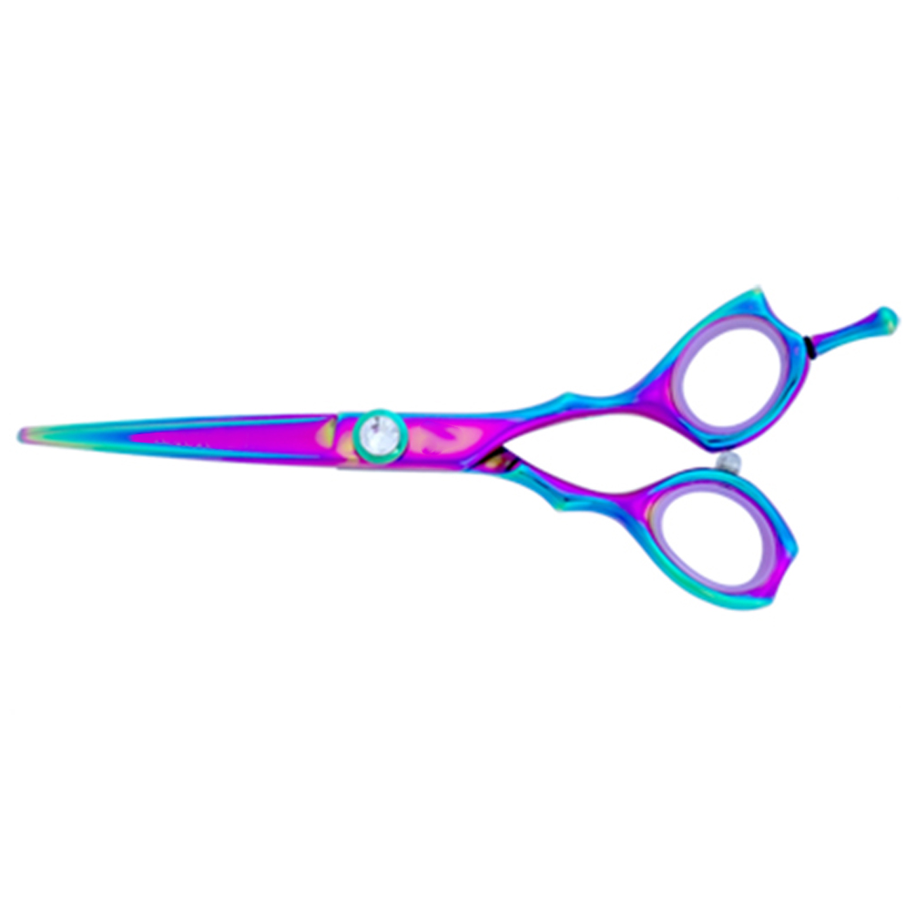Rainbow Finish Hair Scissors Stainless Steel Satin Finished Sharp Edge Hair Cutting Scissors Screw Joint