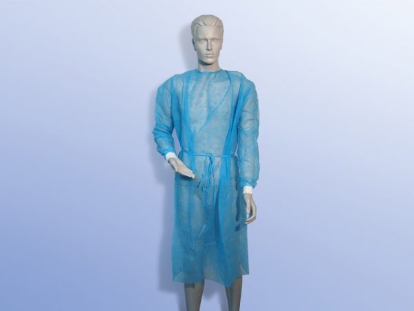 Besucherkittel blau, 120×144, Strickbündchen, 10er Packung
