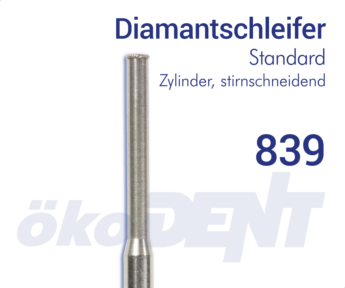Standard-Diamant 839 - Zylinder, Stirn schneidend – ökoDENT, Diamond Burs