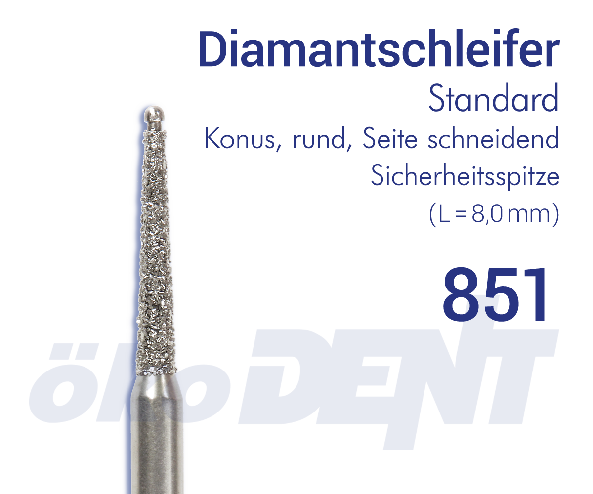Standard-Diamant 851 - Konus, rund, Seite schneidend - Sicherheitsspitze