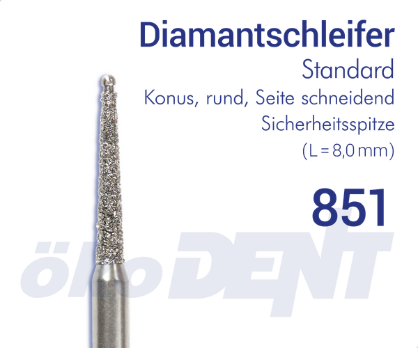 Standard-Diamant 851 - Konus, rund, Seite schneidend - Sicherheitsspitze