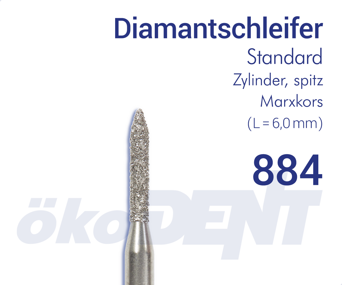 Standard-Diamant 884 - Zylinder, spitz - Marxkors – ökoDENT, Diamond Burs
