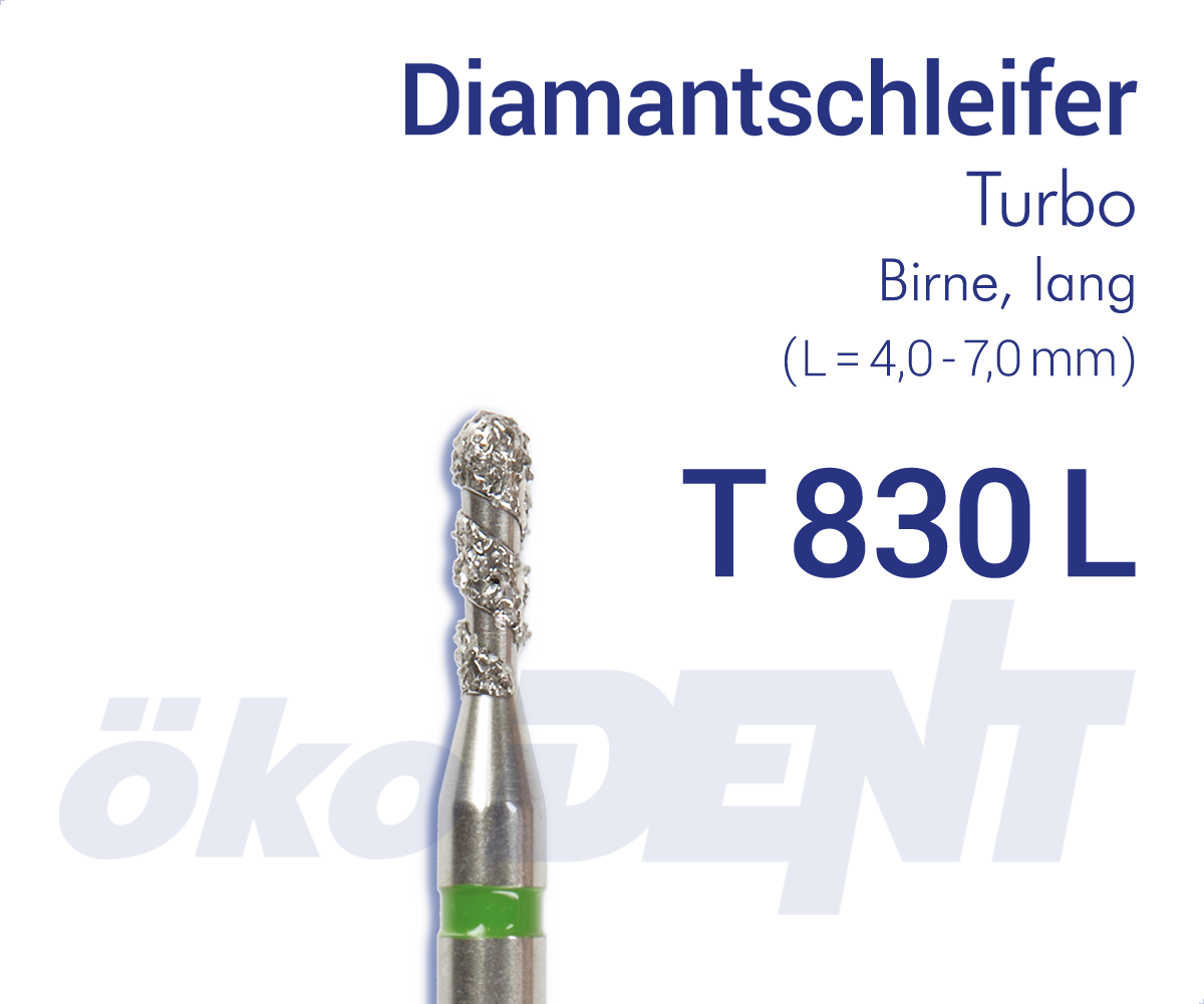 Turbo-Diamant T830L - Birne, lang – ökoDENT, Diamond Burs