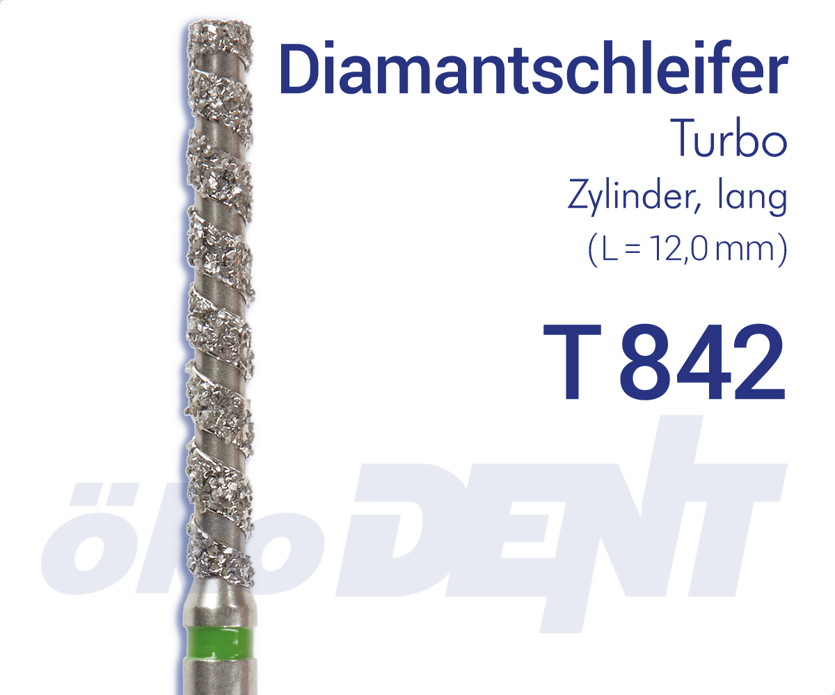 Turbo-Diamant T842 - Zylinder, lang – ökoDENT, Diamond Burs