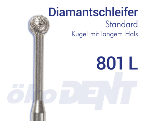 Standard-Diamant 801L - Kugel, mit langem Hals – ökoDENT, Diamond Burs