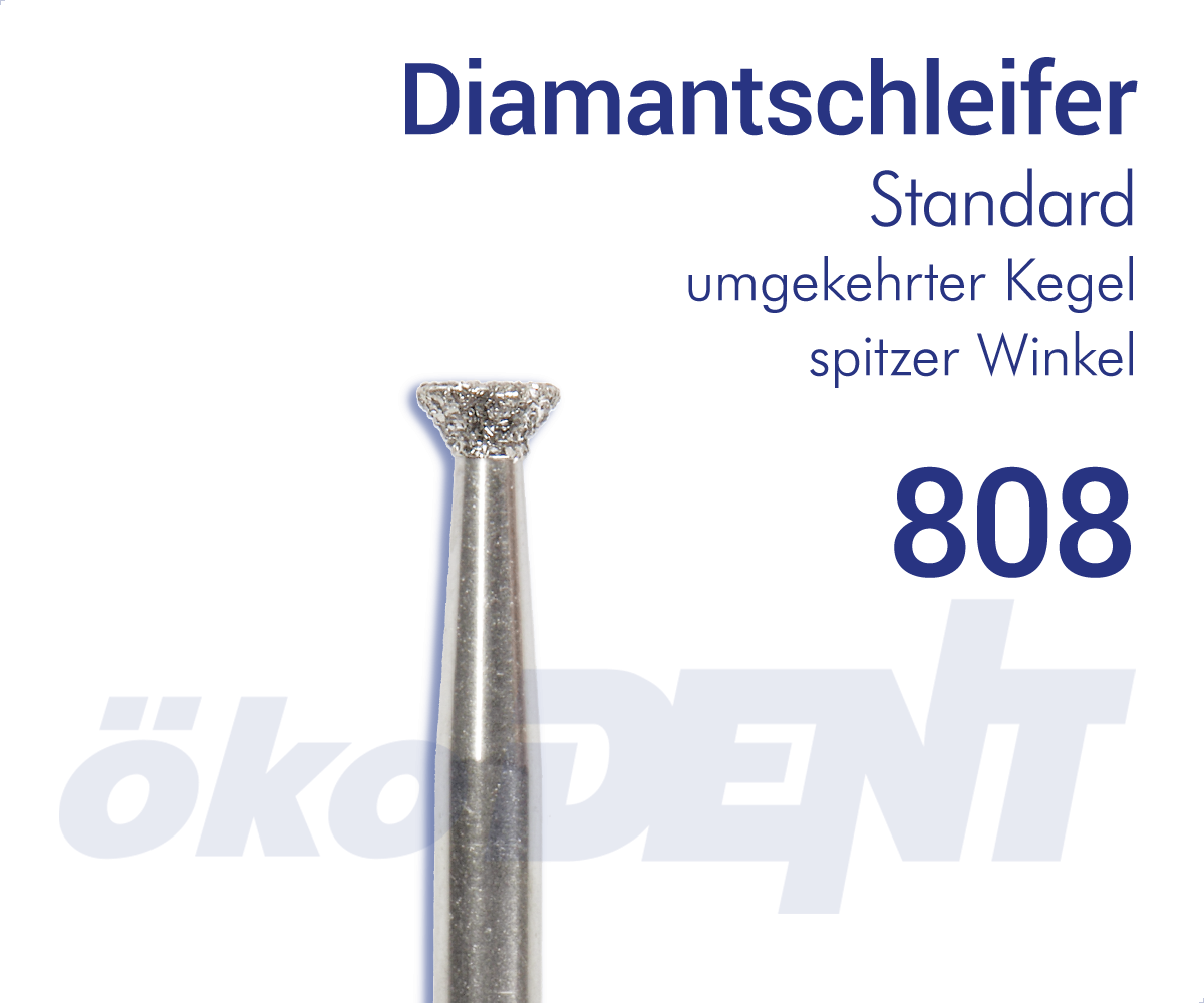 Standard-Diamant 808 - umgekehrter Kegel, spitzer Winkel – ökoDENT, Diamond Burs