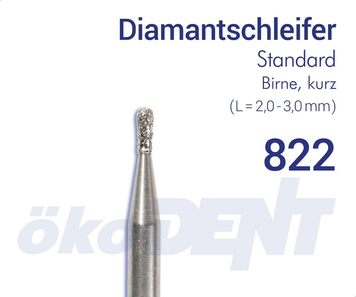 Standard-Diamant 822 - Birne, kurz – ökoDENT, Lab Rotary Instruments