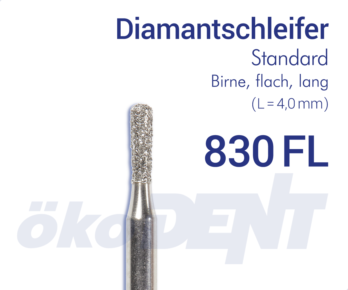 Standard-Diamant 830FL - Birne, lang, flach – ökoDENT, Lab Rotary Instruments
